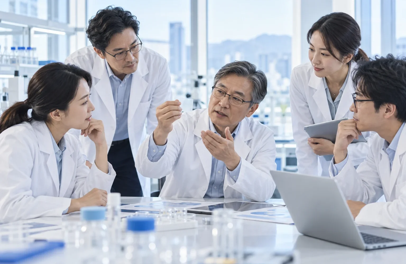 Concept image of a multidisciplinary research team discussing formulation development